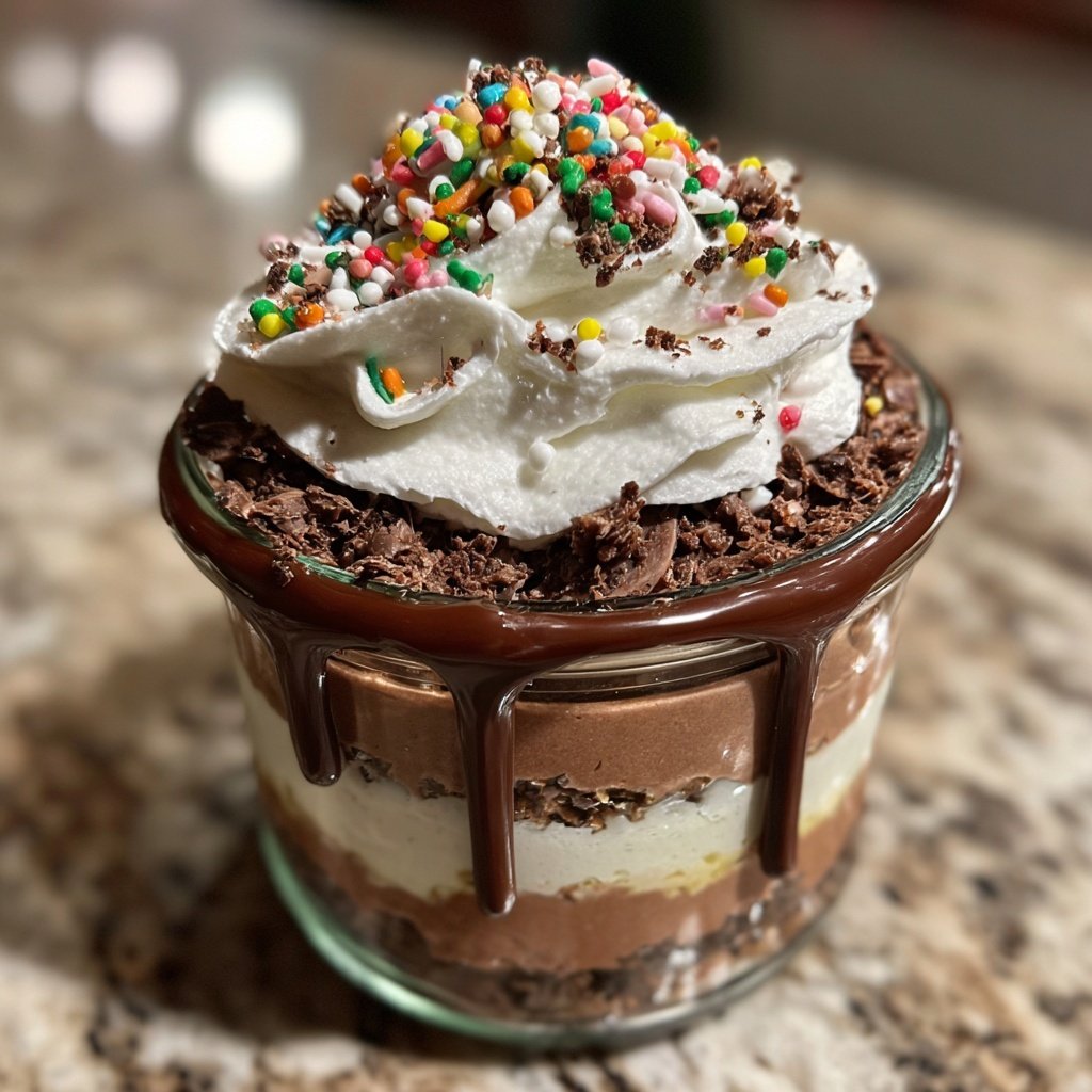 Weihnachtliches Rentier Dessert im Glas