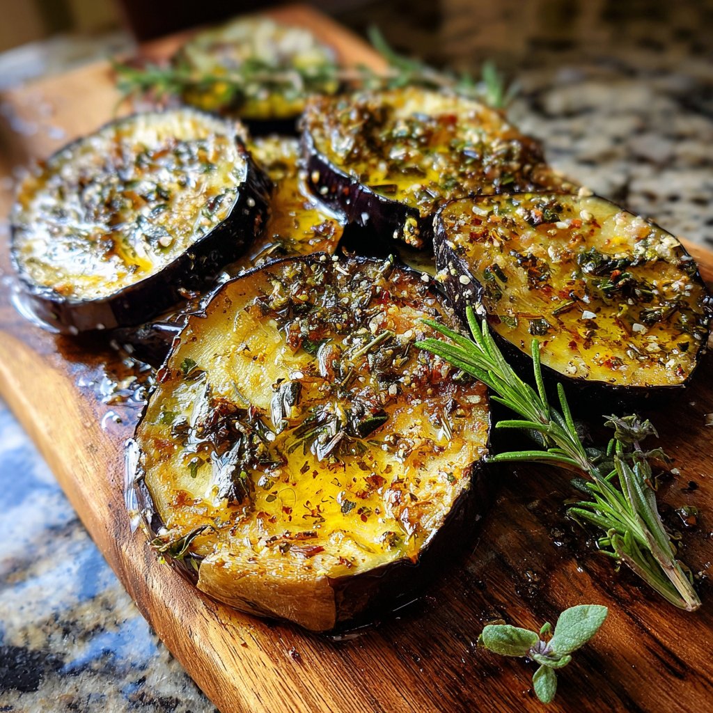 Auberginen aus der Pfanne mit Kräutern