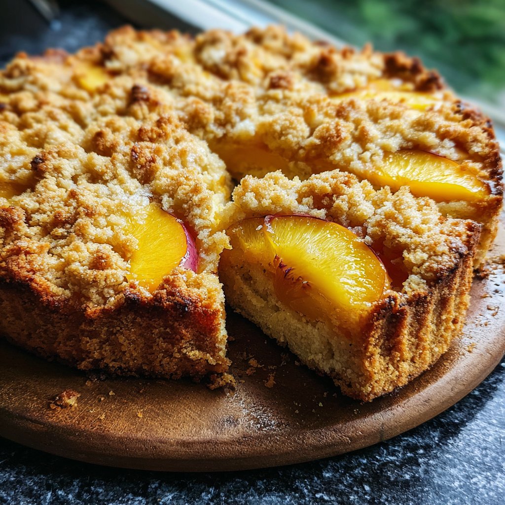 Blechkuchen mit Pfirsichen vom Blech